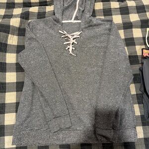 Maurices Charcoal Lace-Up Hoodie